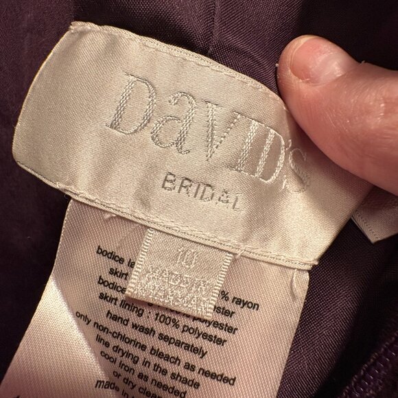 David's Bridal Bridesmaid Dress - Style #F19328 - Size 10 - Color Plum - Picture 4 of 10